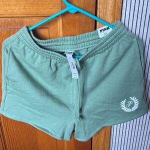 PINK Victoria's Secret Sage Green Drawstring Athletic Shorts
